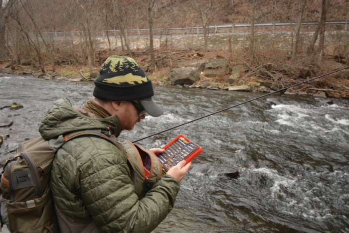 An angler looks for the perfect winter fly.