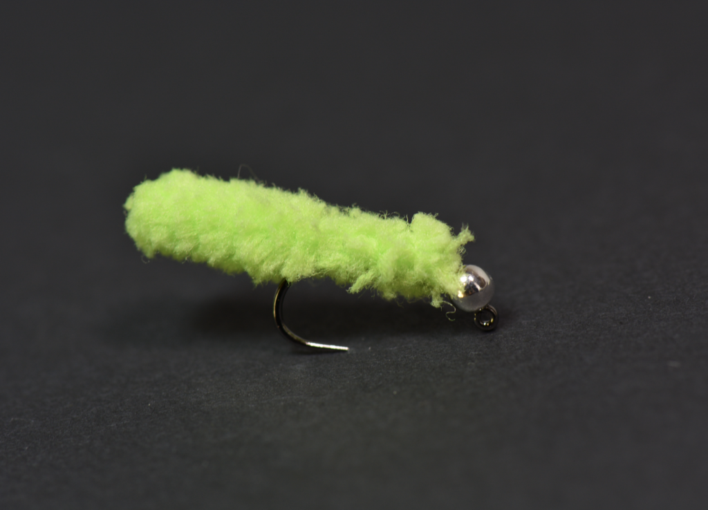 A chartreuse mop fly